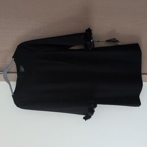 Adrianna Papell Black Dress with Ruffled Sleeves